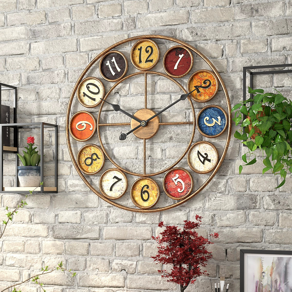 Grande horloge murale vintage coloré