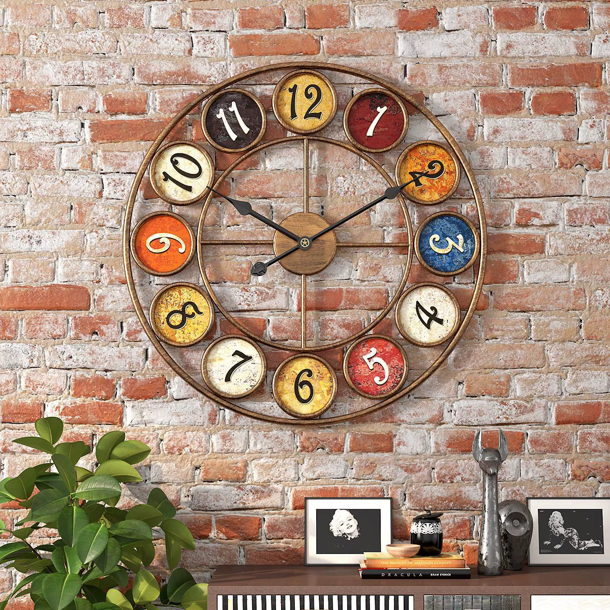 Grande horloge murale vintage coloré