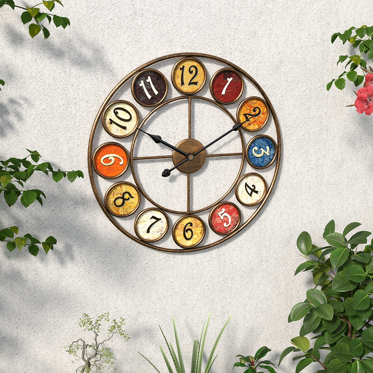 Grande horloge murale vintage coloré