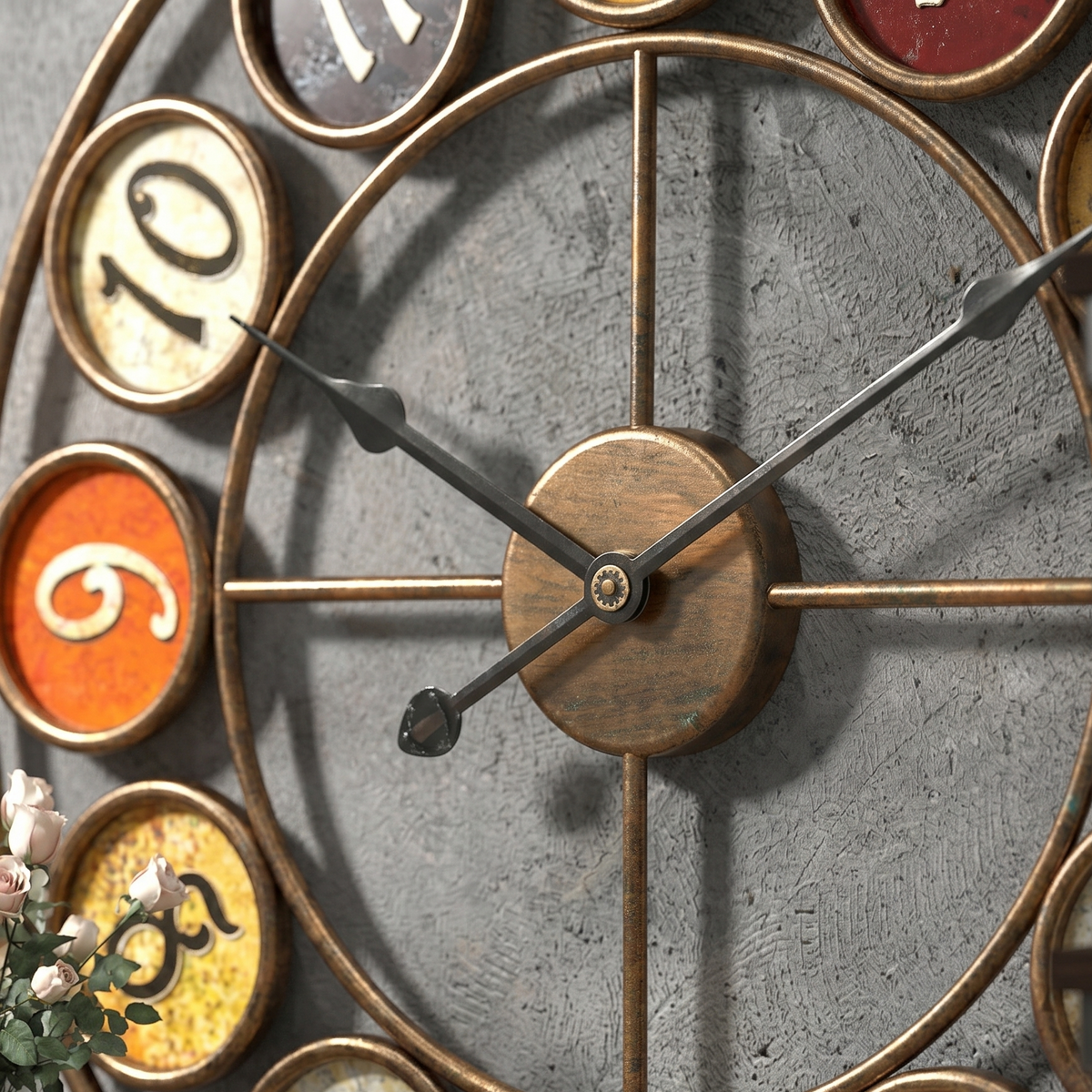 Grande horloge murale vintage coloré