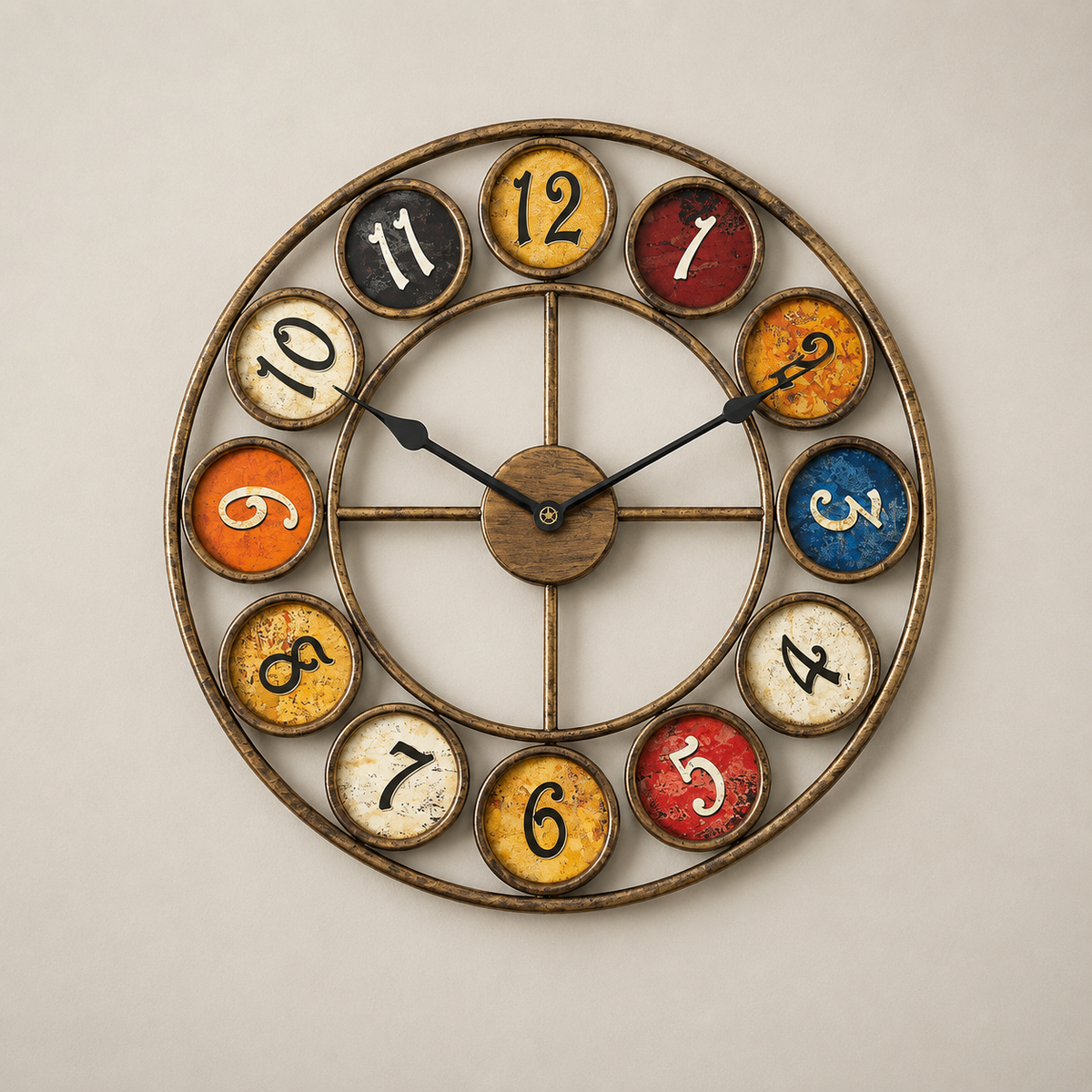 Grande horloge murale vintage coloré