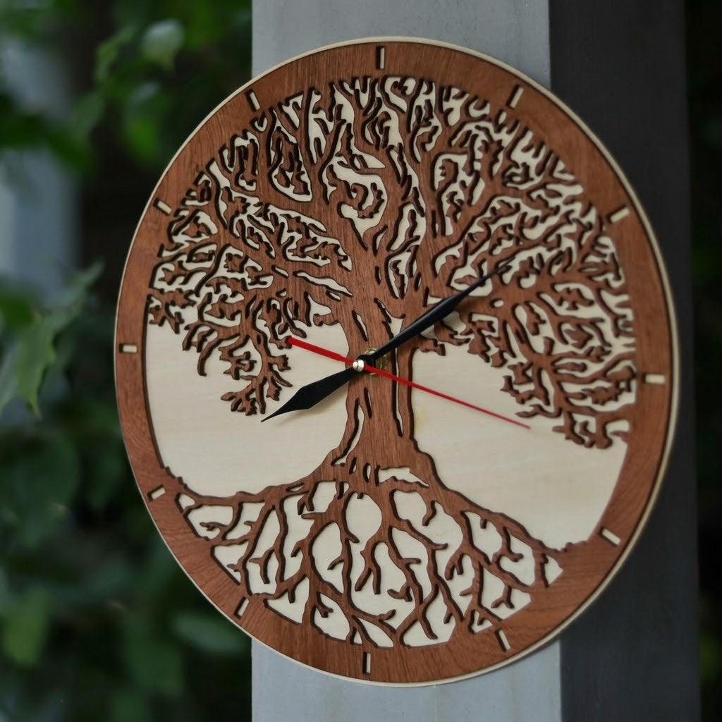 Horloge arbre de vie bois