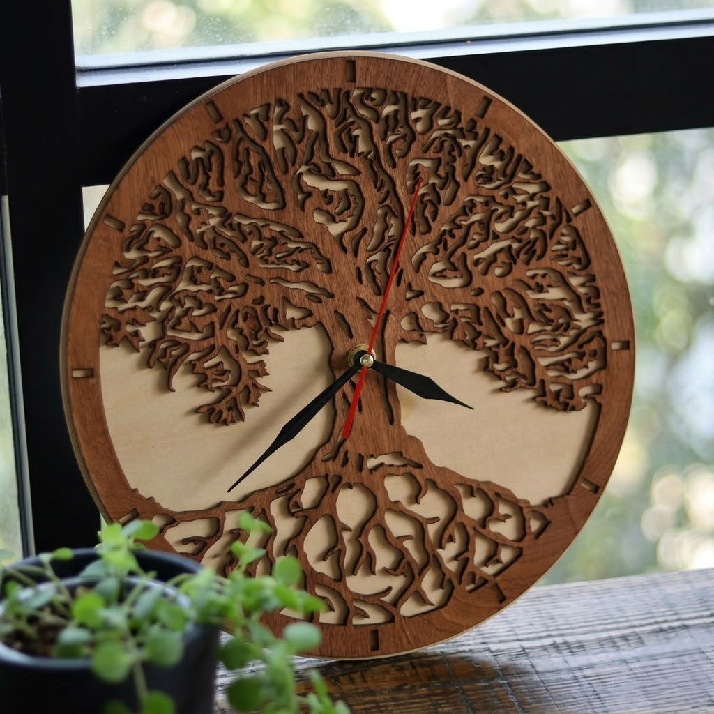 Horloge arbre de vie bois