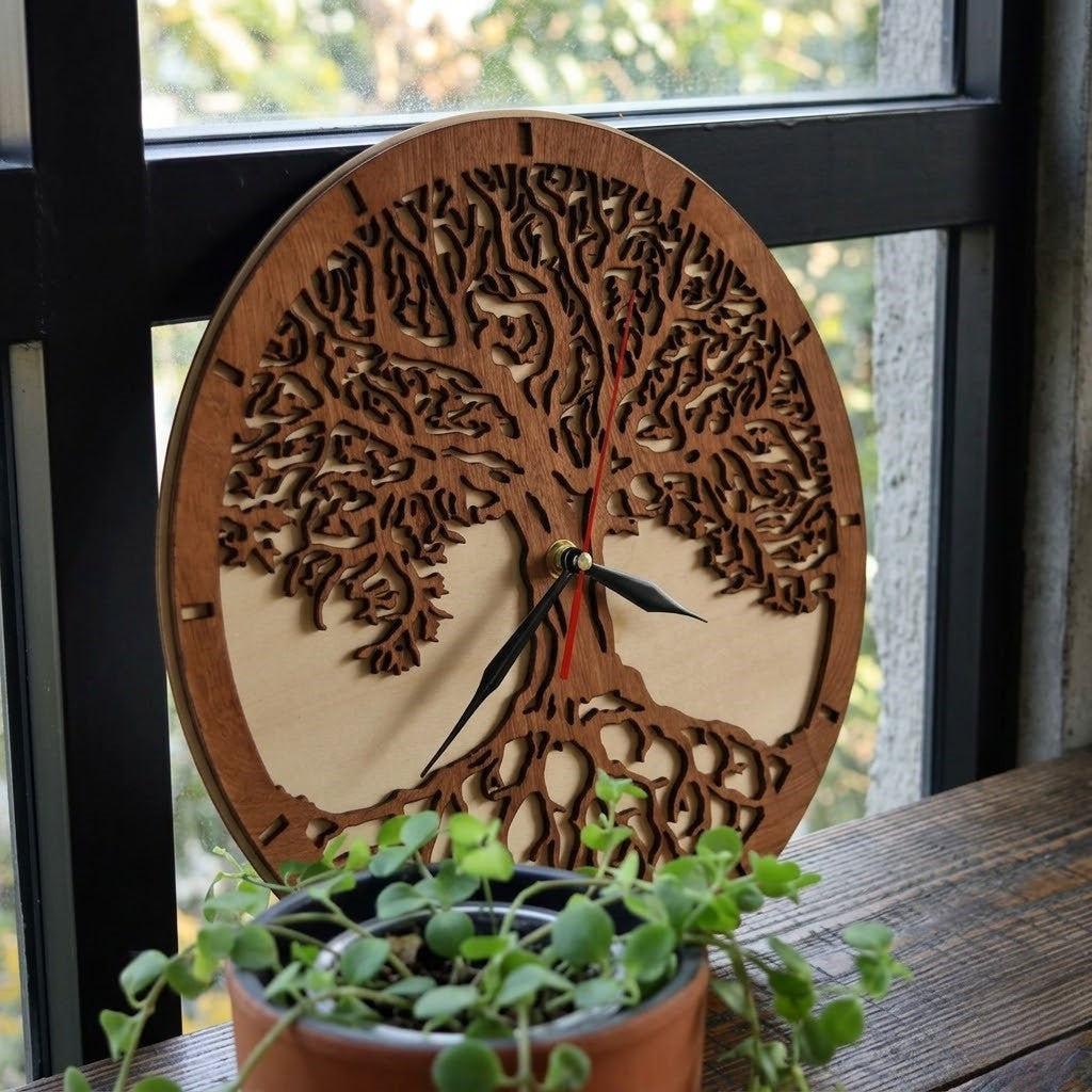 Horloge arbre de vie bois