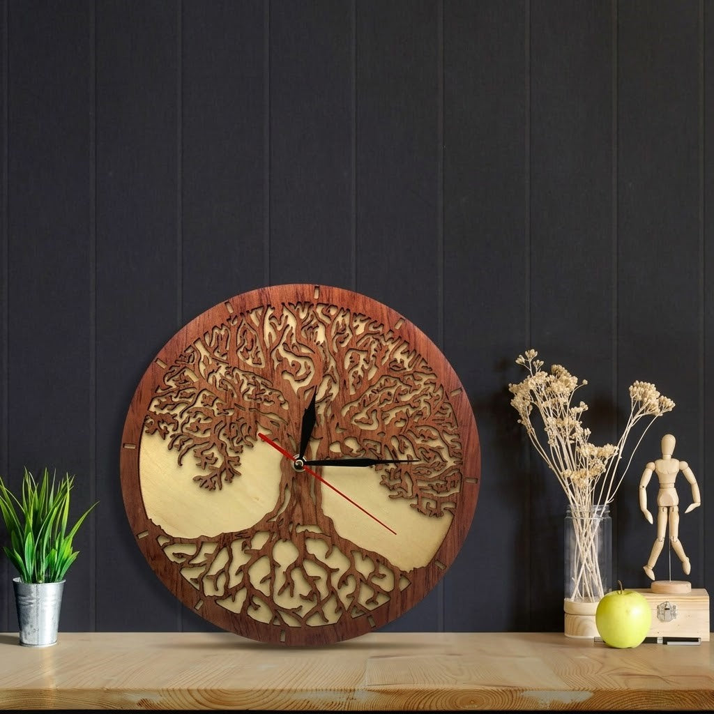 Horloge arbre de vie bois