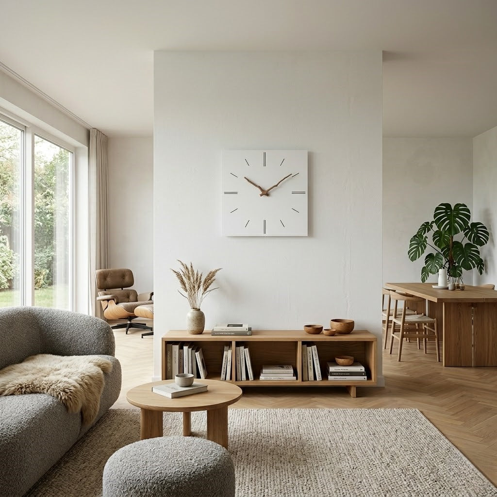 Horloge blanche et bois