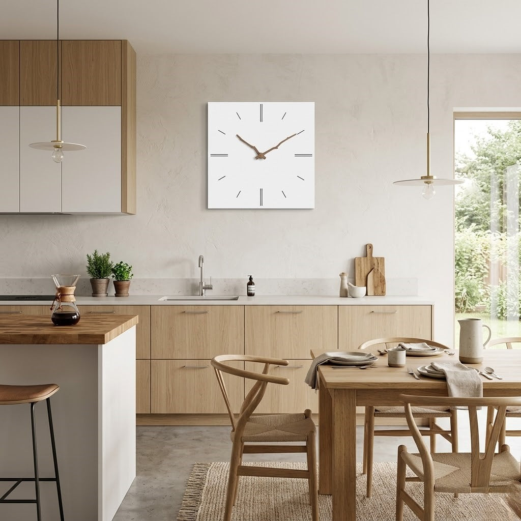 Horloge blanche et bois