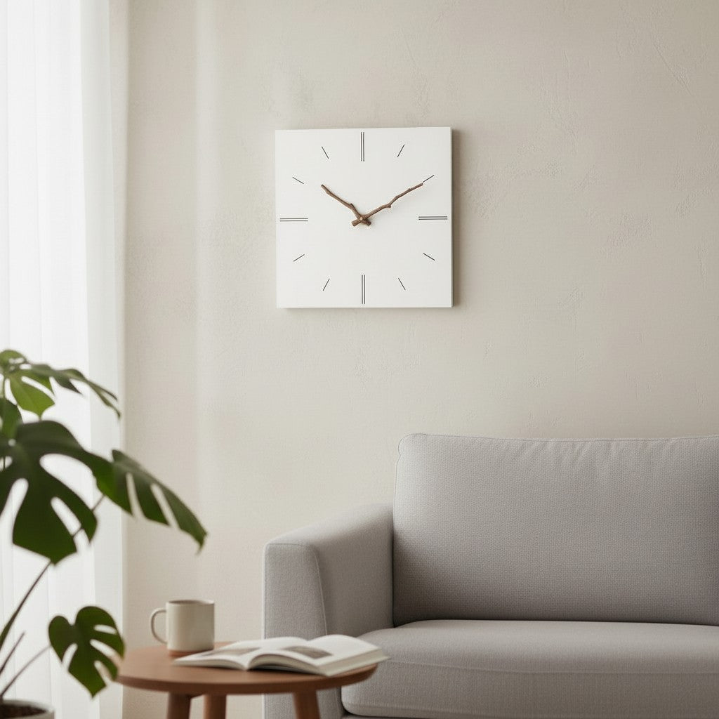 Horloge blanche et bois