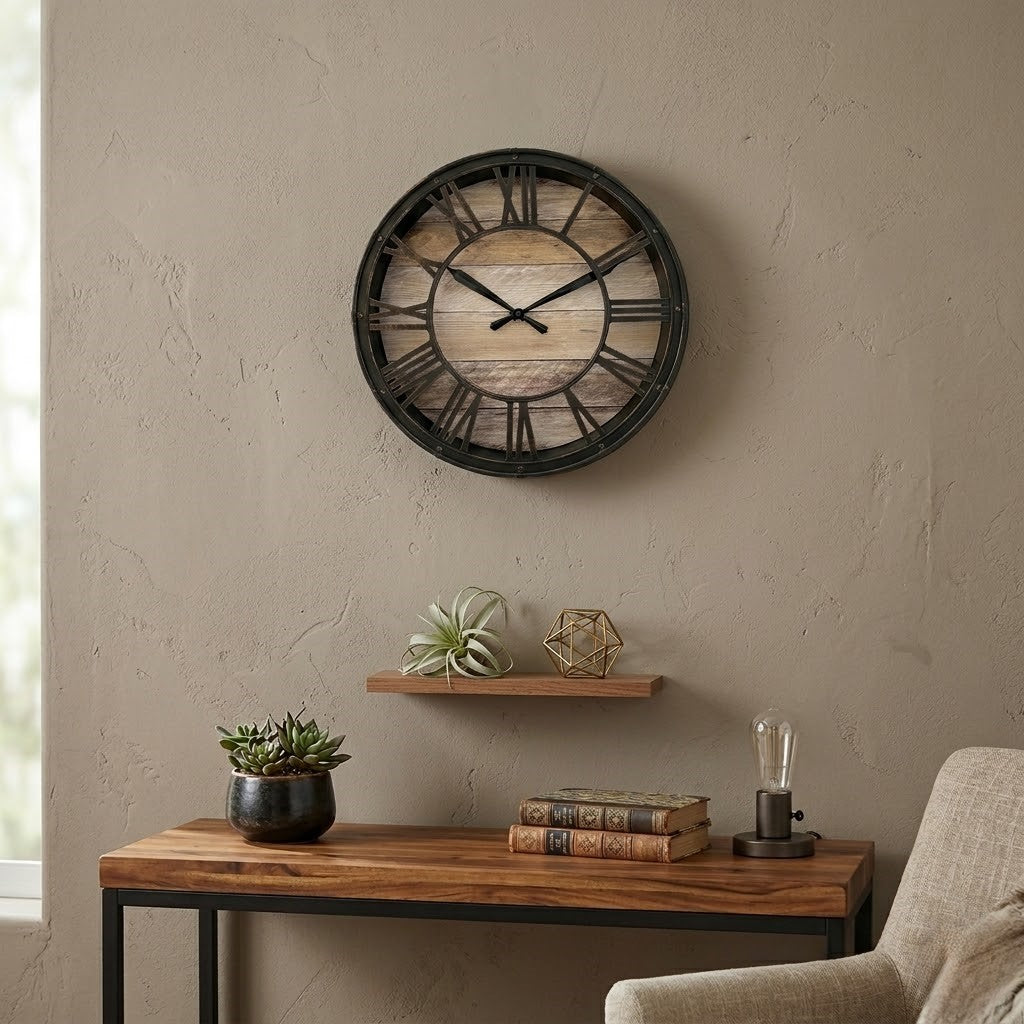 Horloge bois métal