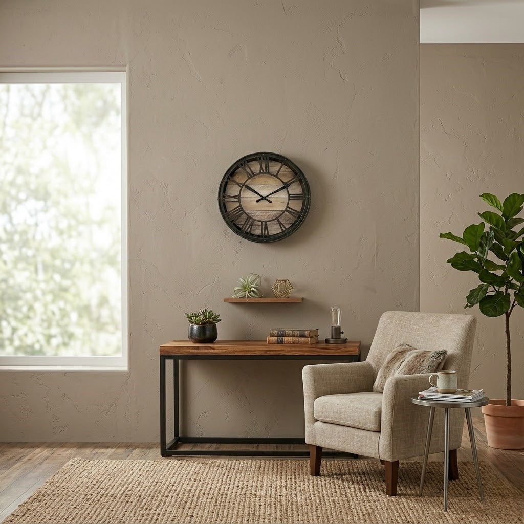 Horloge bois métal