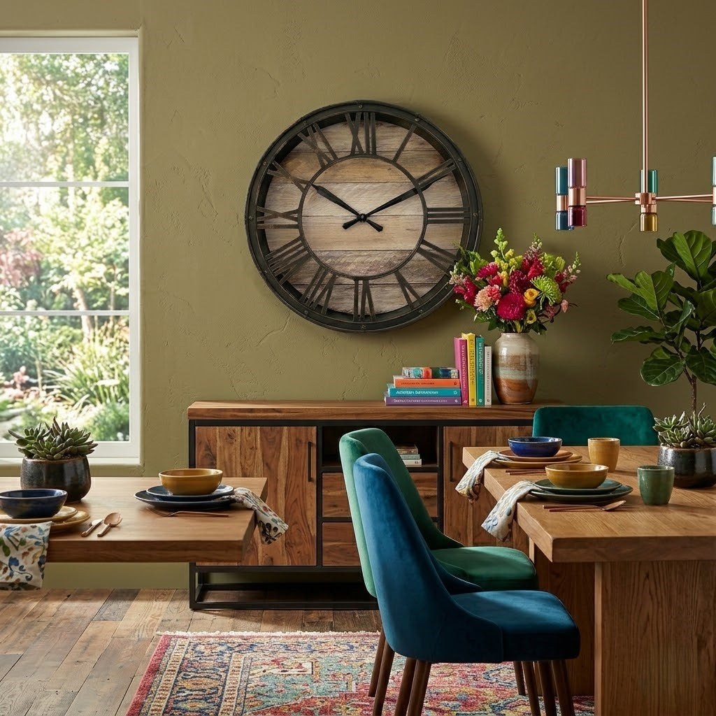 Horloge bois métal