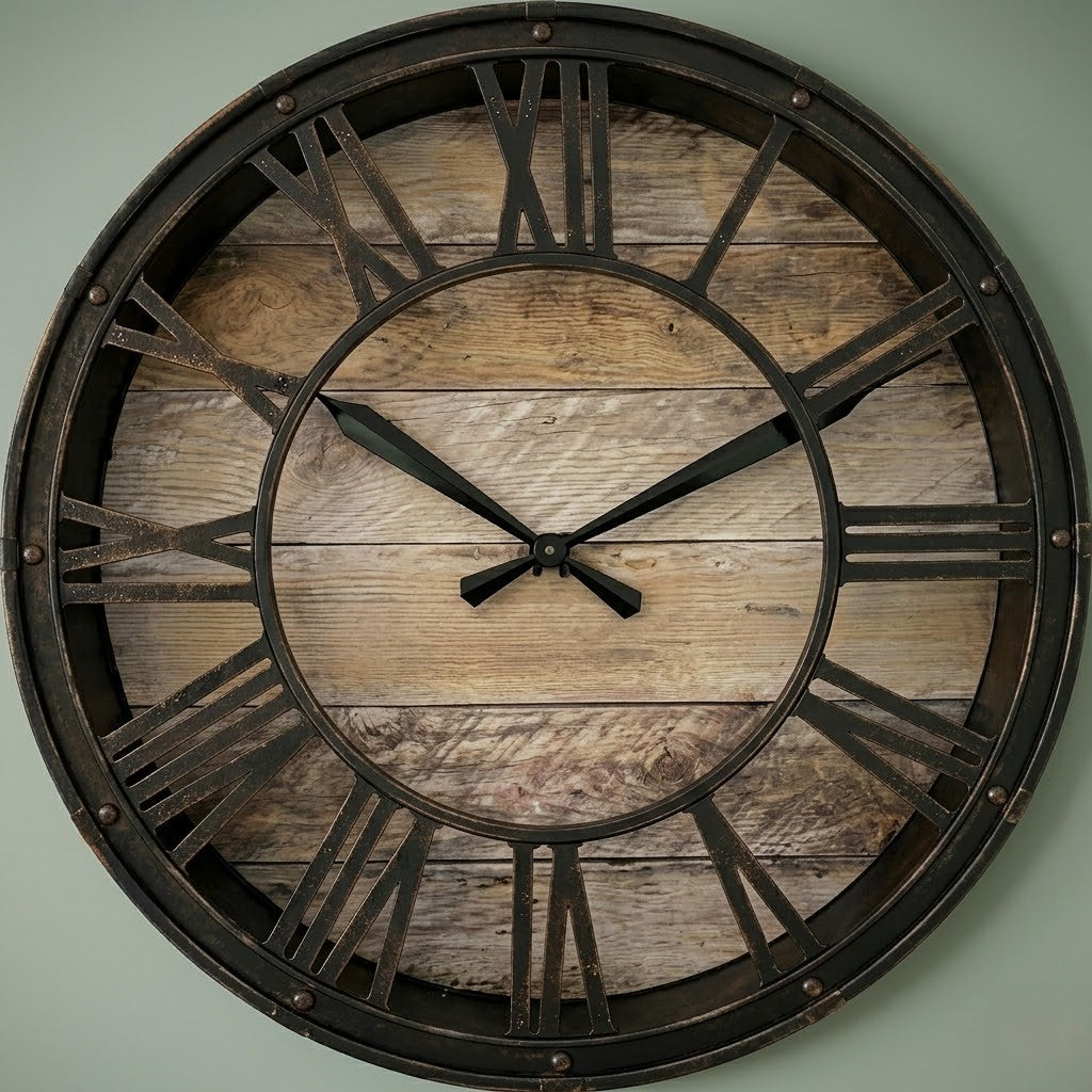 Horloge bois métal