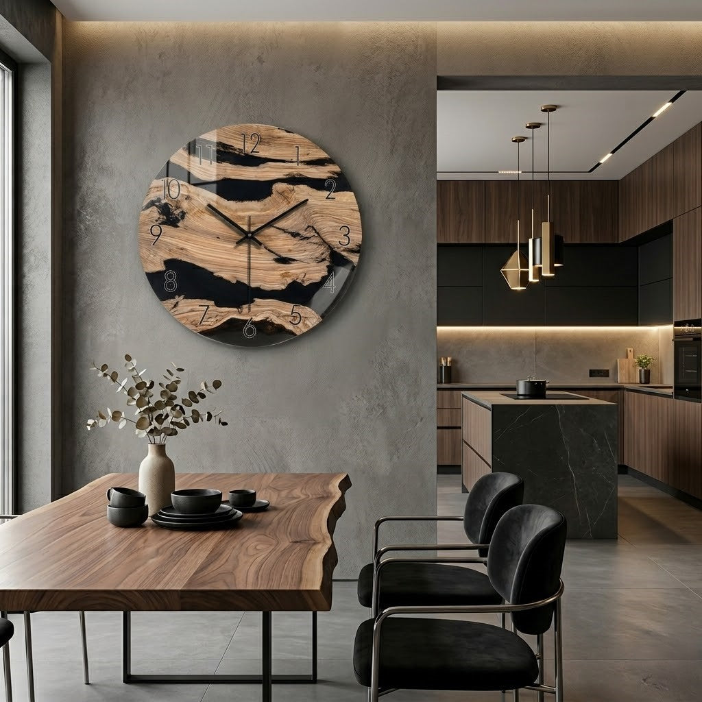 Horloge bois et noir