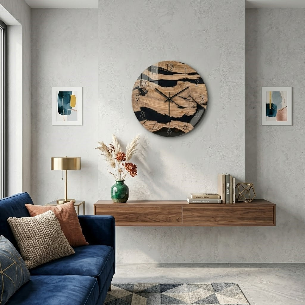 Horloge bois et noir