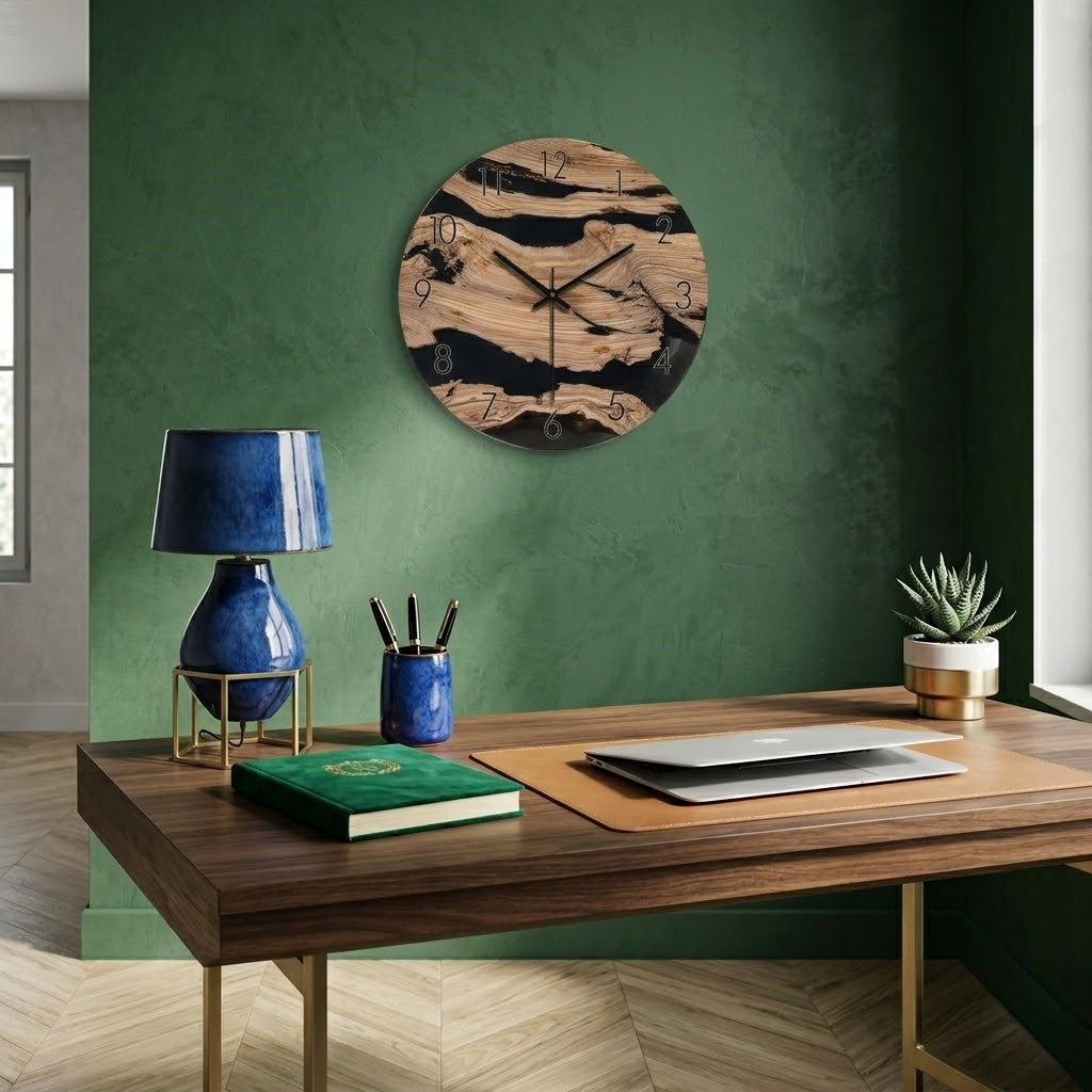 Horloge bois et noir