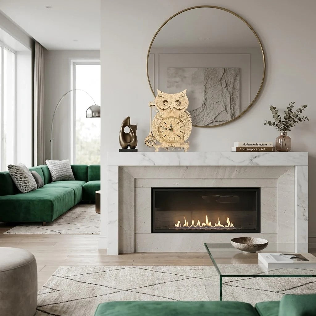 Horloge hibou en bois