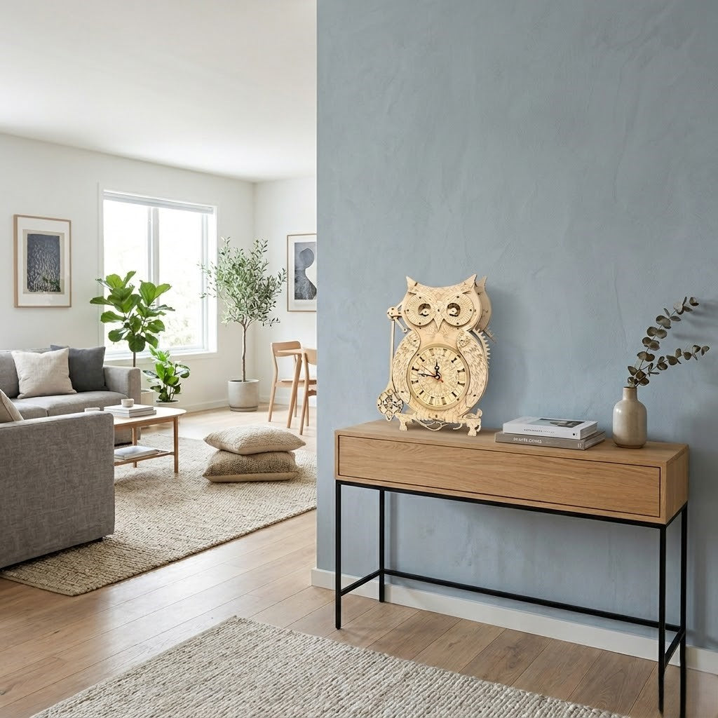 Horloge hibou en bois