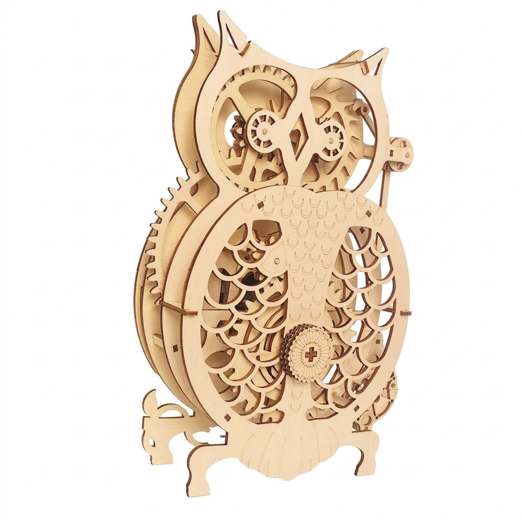 Horloge hibou en bois