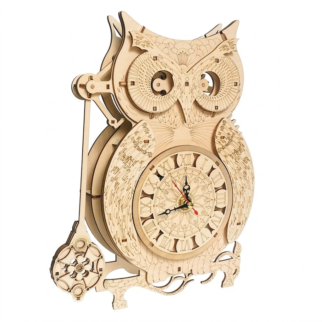 Horloge hibou en bois