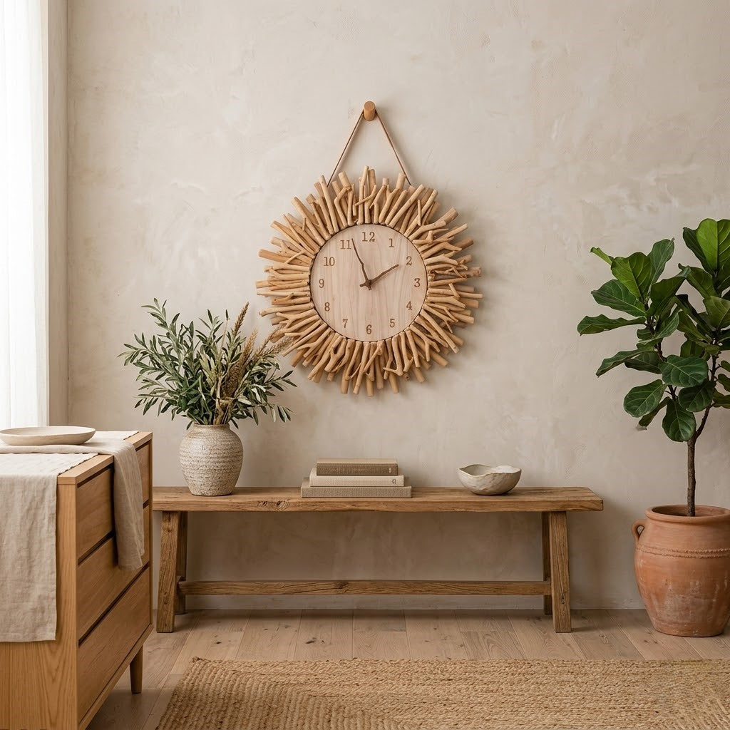 Horloge murale bois flotté