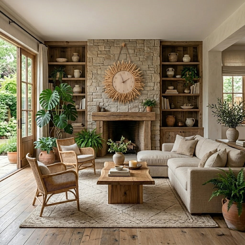 Horloge murale bois flotté