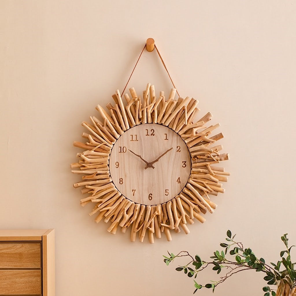 Horloge murale bois flotté
