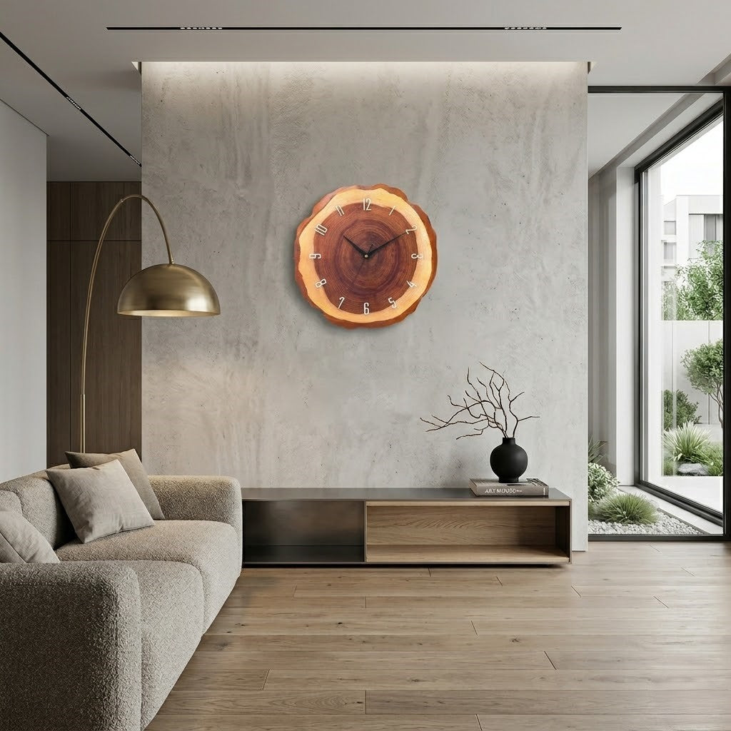Horloge murale en bois naturel