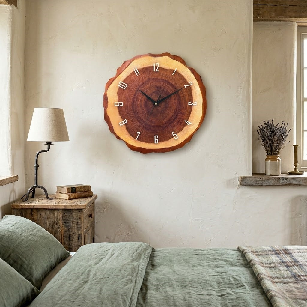 Horloge murale en bois naturel