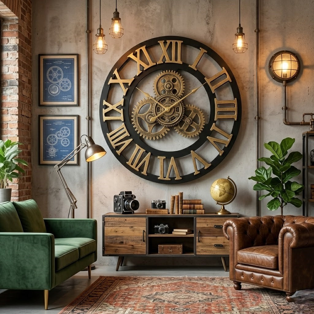 Horloge murale industrielle vintage