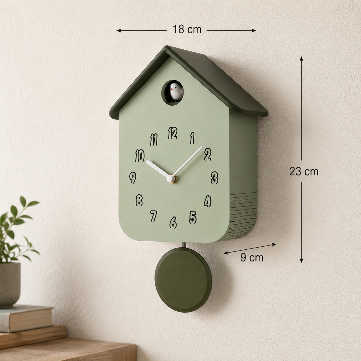 Horloge coucou moderne vert