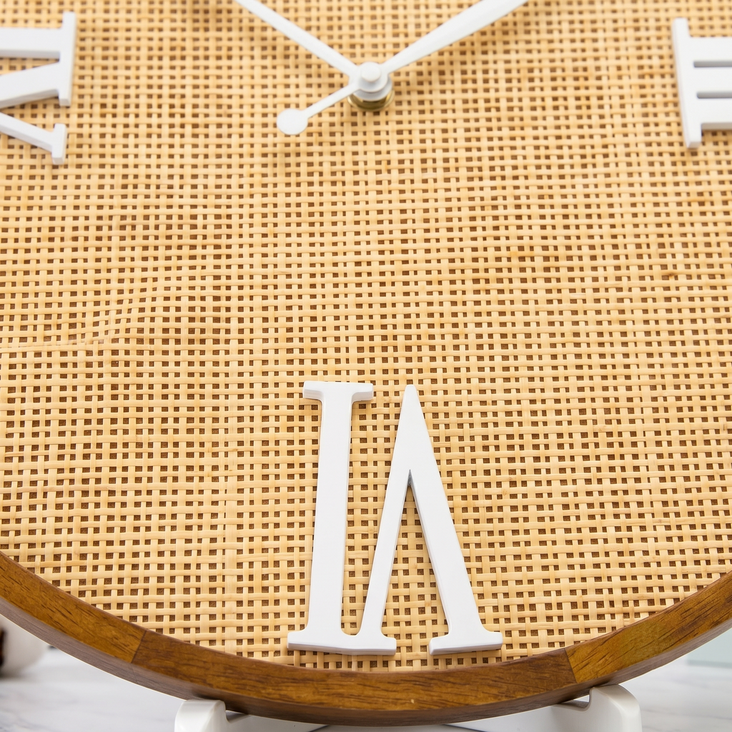 Horloge murale rotin blanc