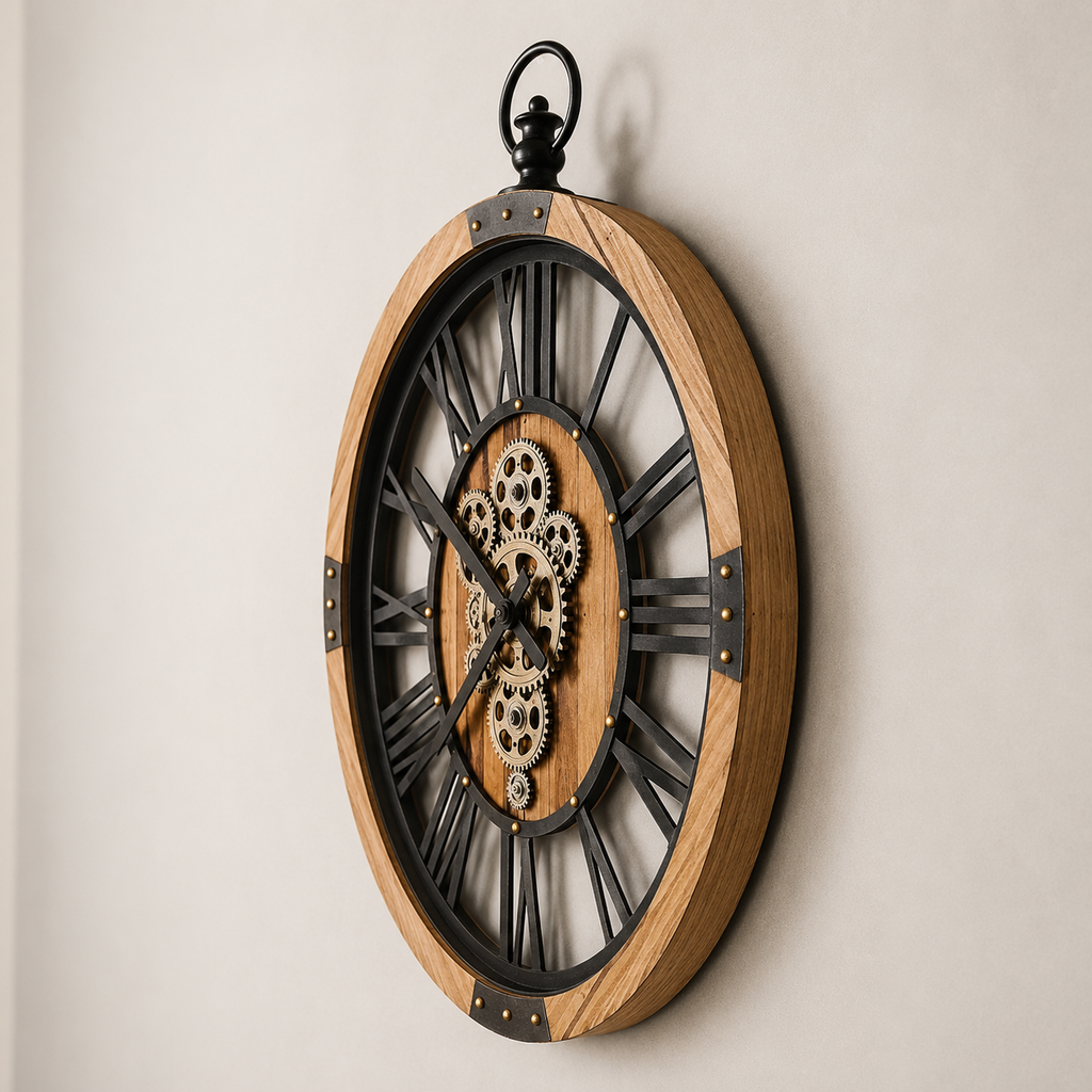Horloge bois engrenage