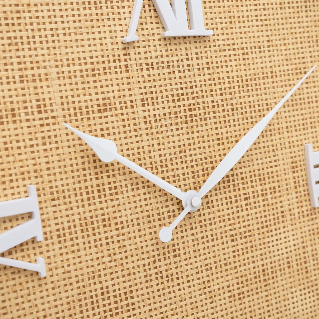 Horloge murale rotin blanc