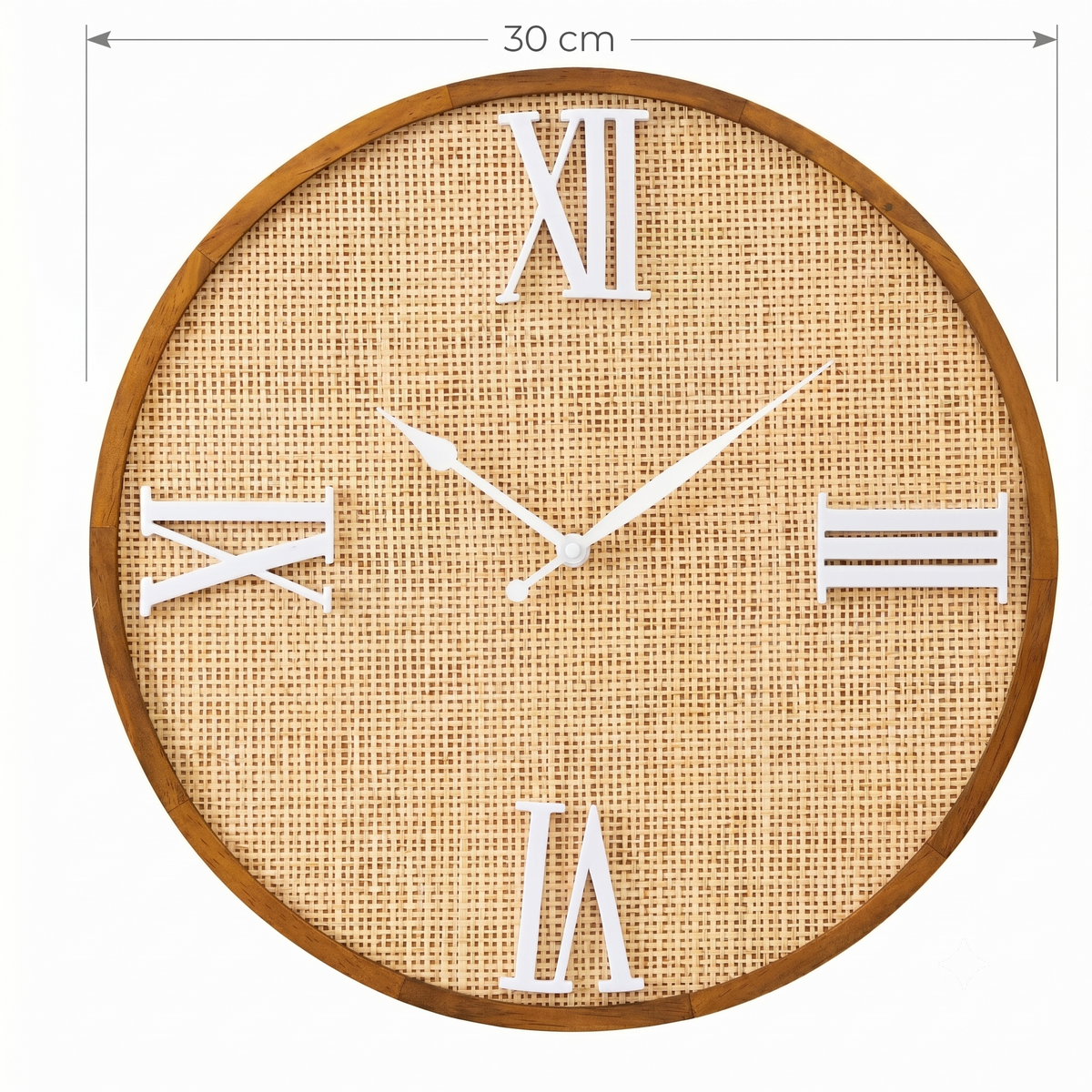 Horloge murale rotin blanc