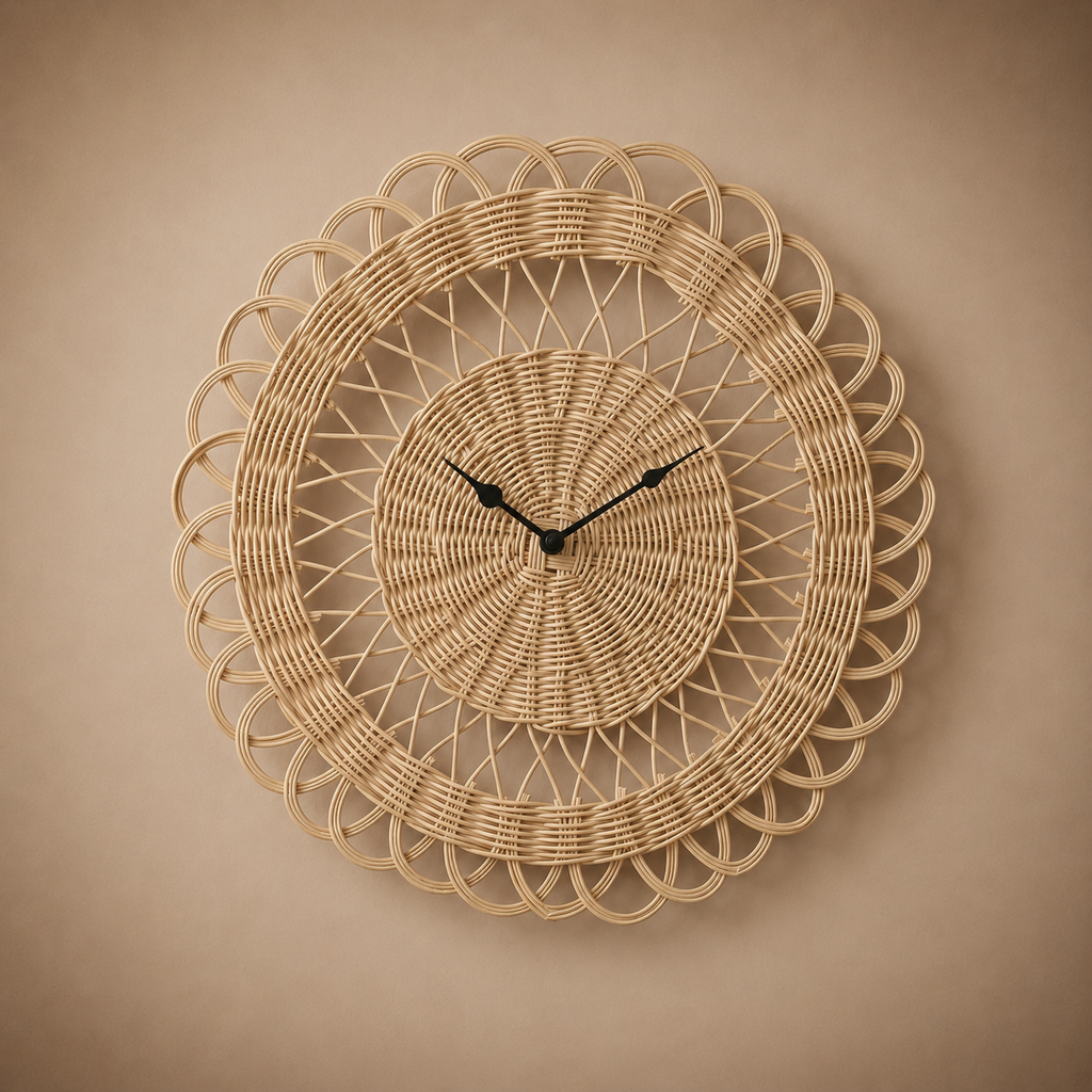 Horloge rotin tressé