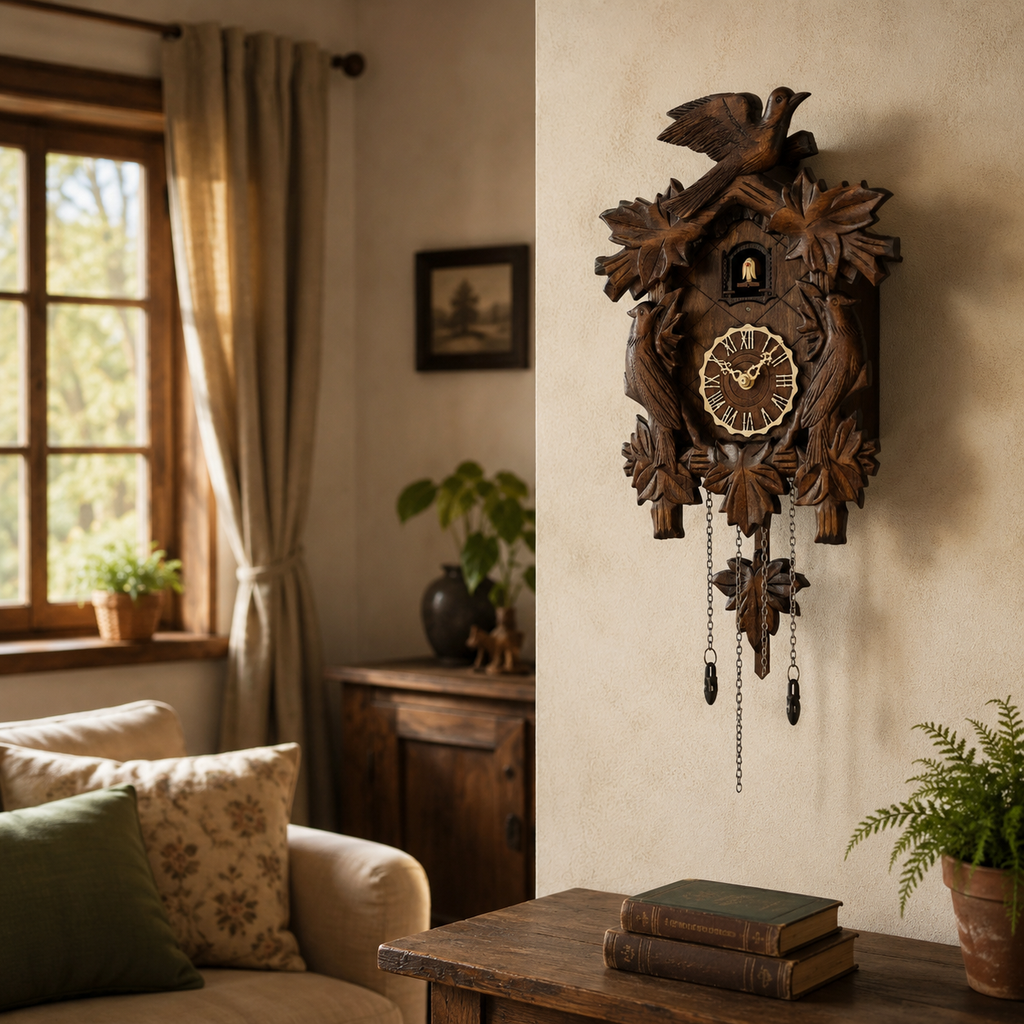 Ancien coucou horloge en bois