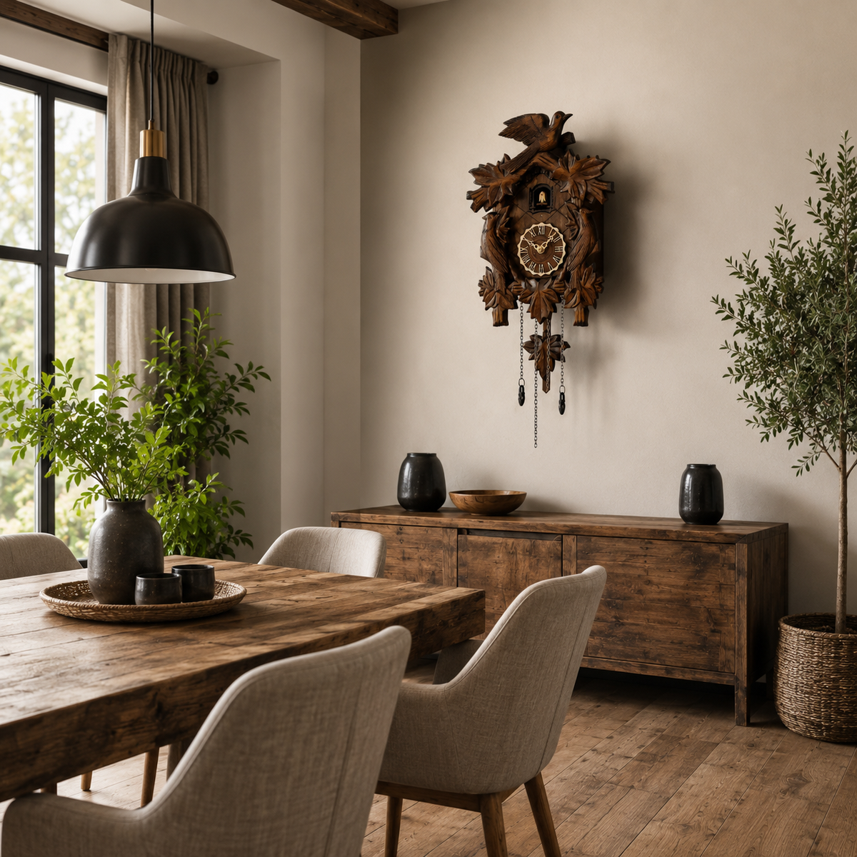 Ancien coucou horloge en bois