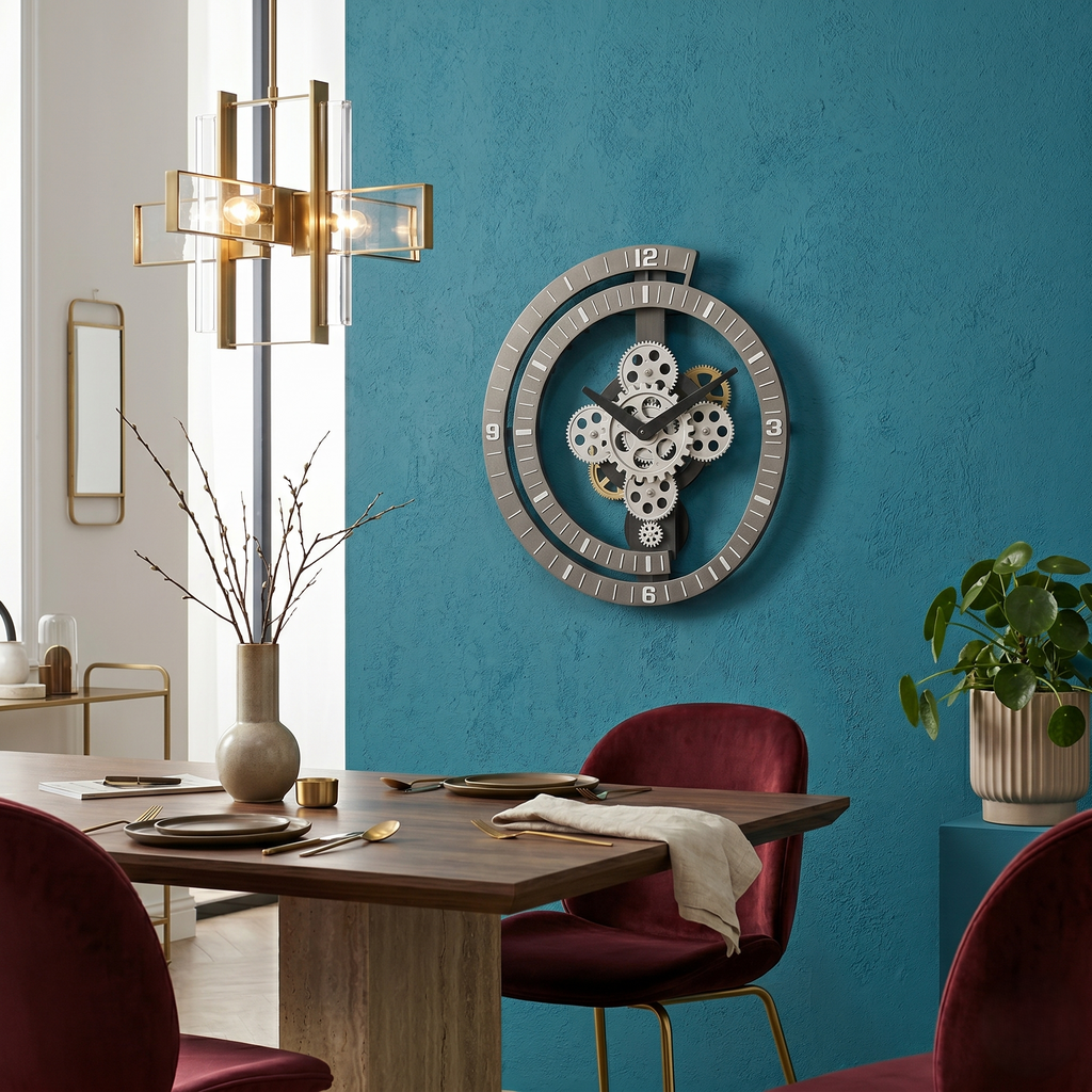 Grande horloge murale steampunk