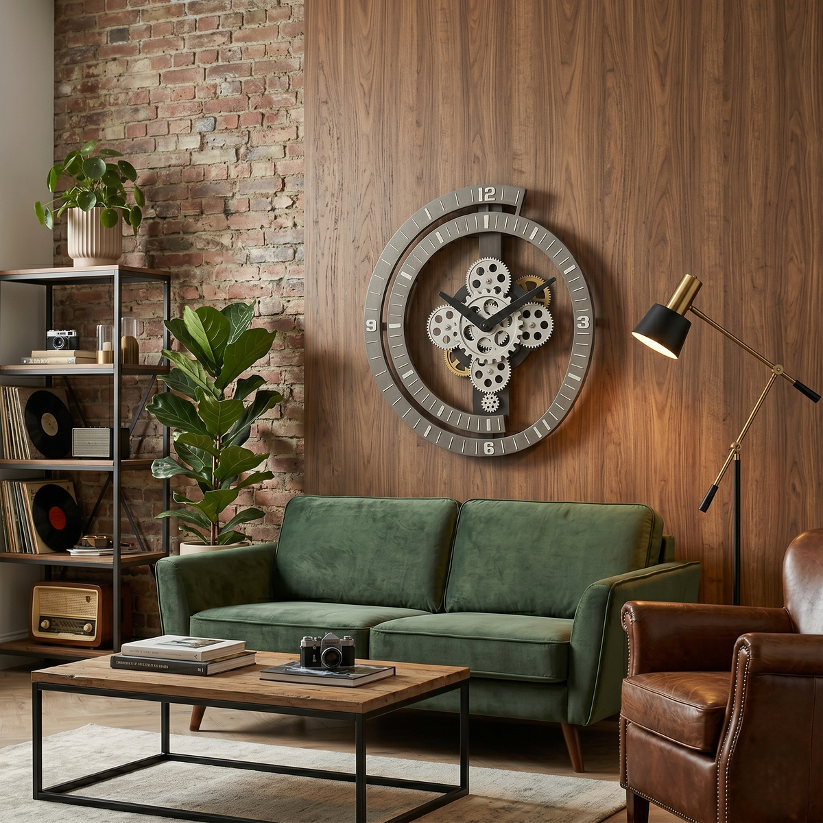 Grande horloge murale steampunk