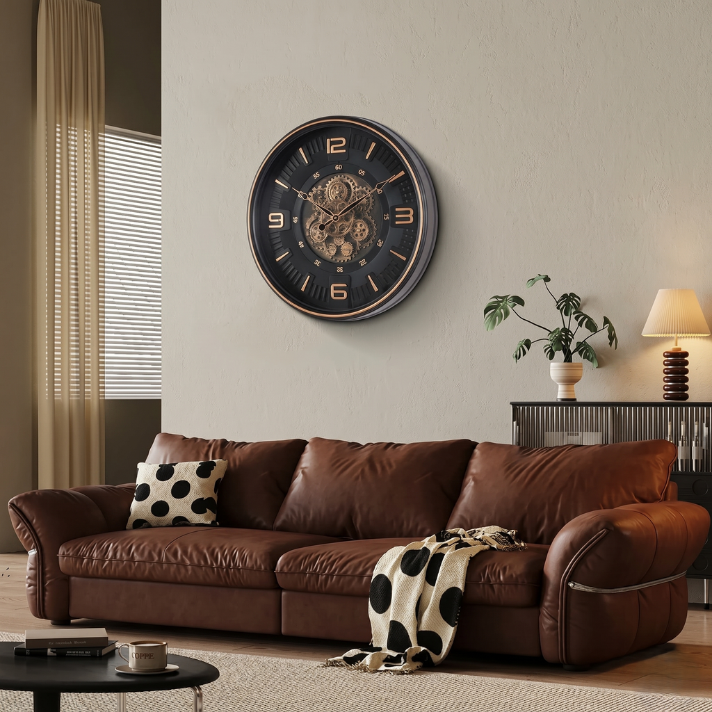Grande horloge avec mecanisme apparent