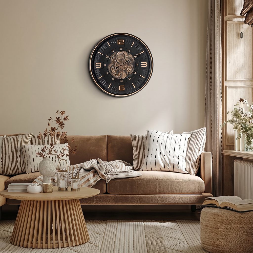 Grande horloge avec mecanisme apparent