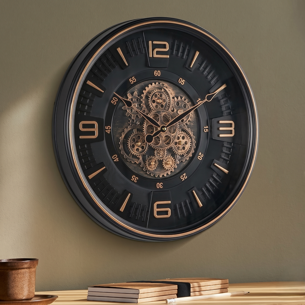 Grande horloge avec mecanisme apparent