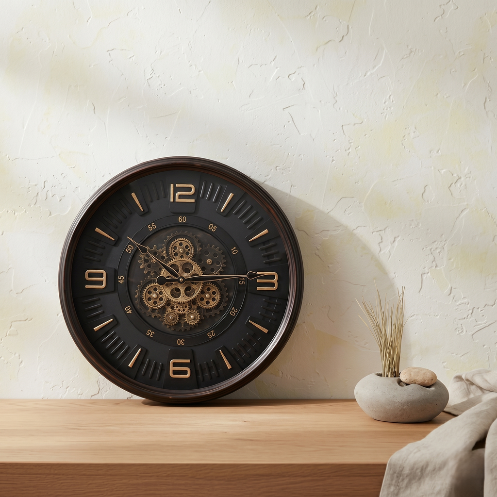Grande horloge avec mecanisme apparent