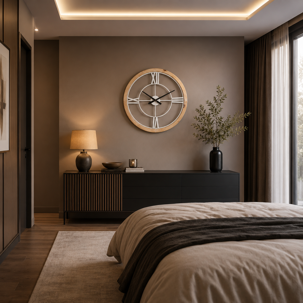 Grande horloge blanche et bois