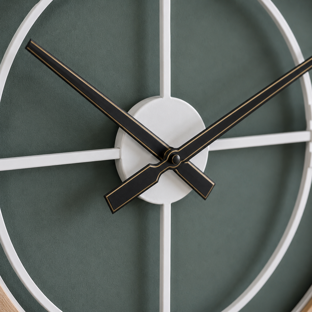 Grande horloge blanche et bois