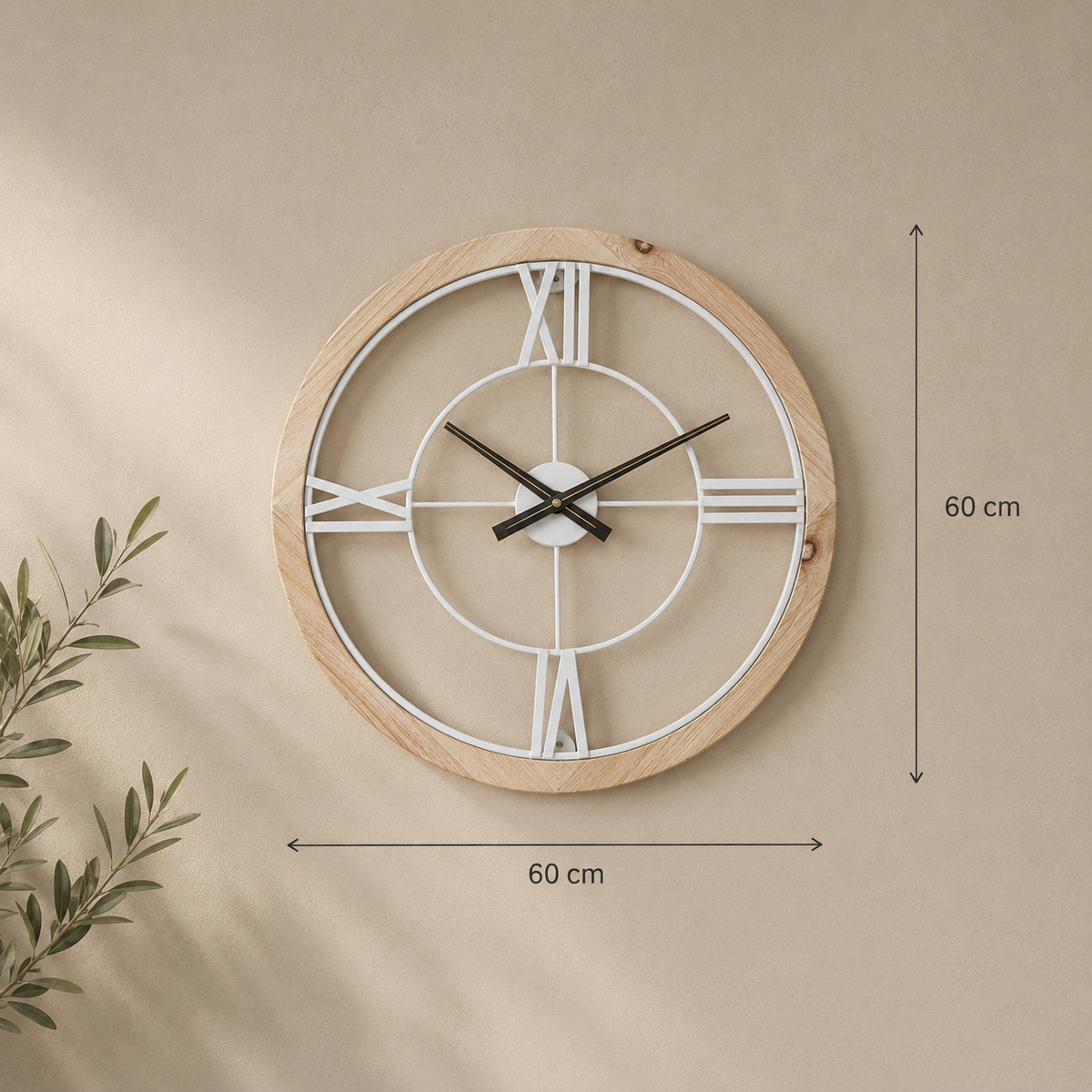 Grande horloge blanche et bois
