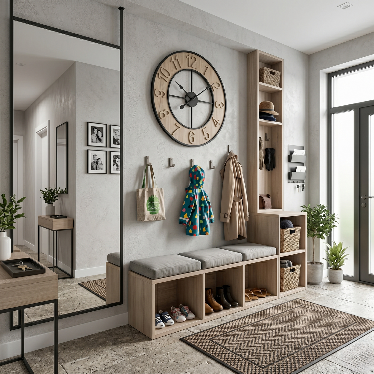 Grande horloge bois et noir