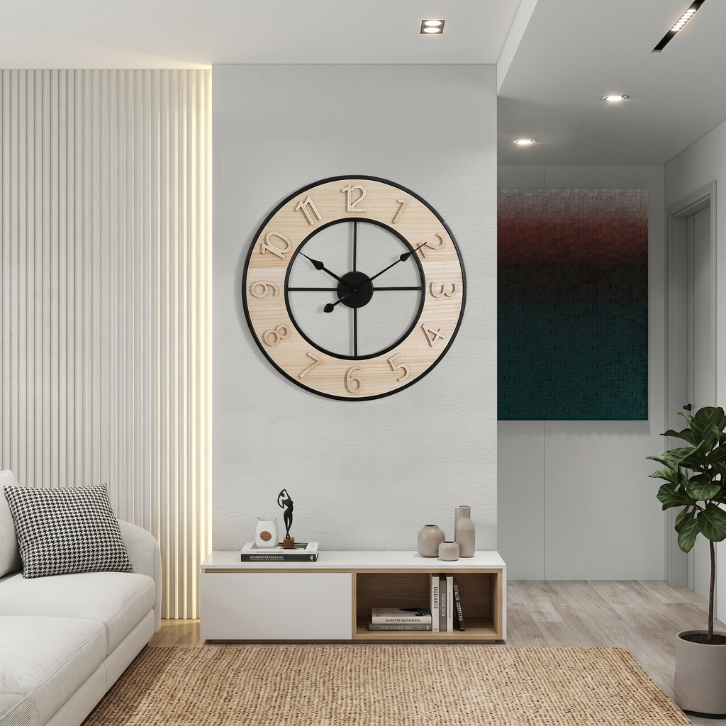 Grande horloge bois et noir