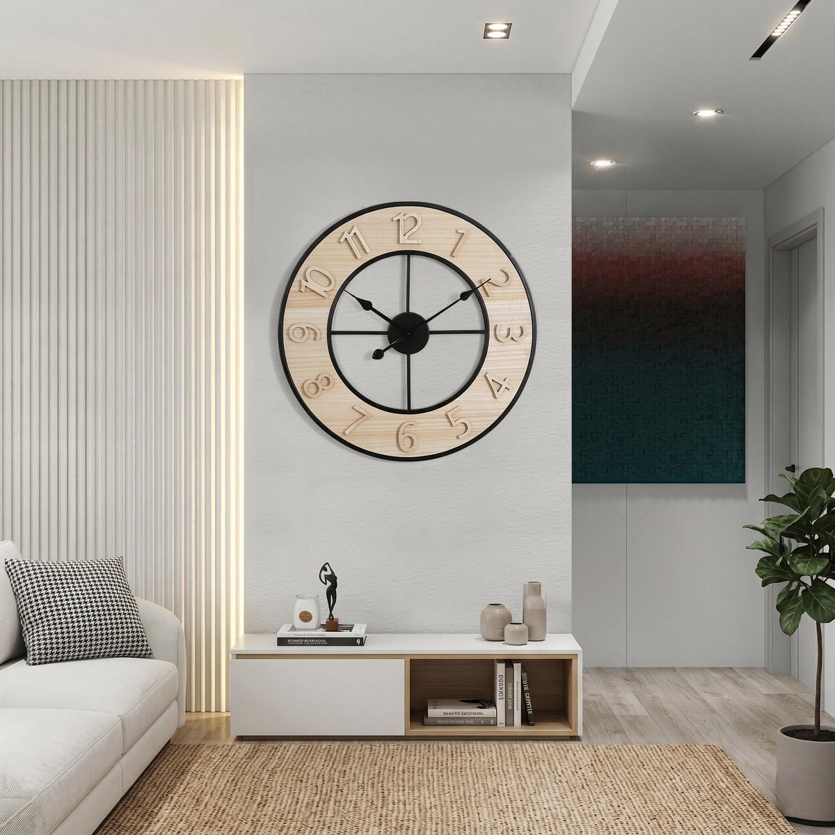 Grande horloge bois et noir