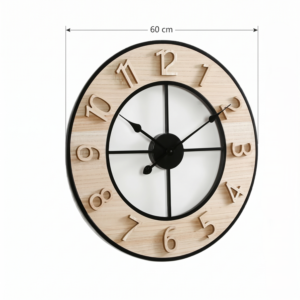 Grande horloge bois et noir